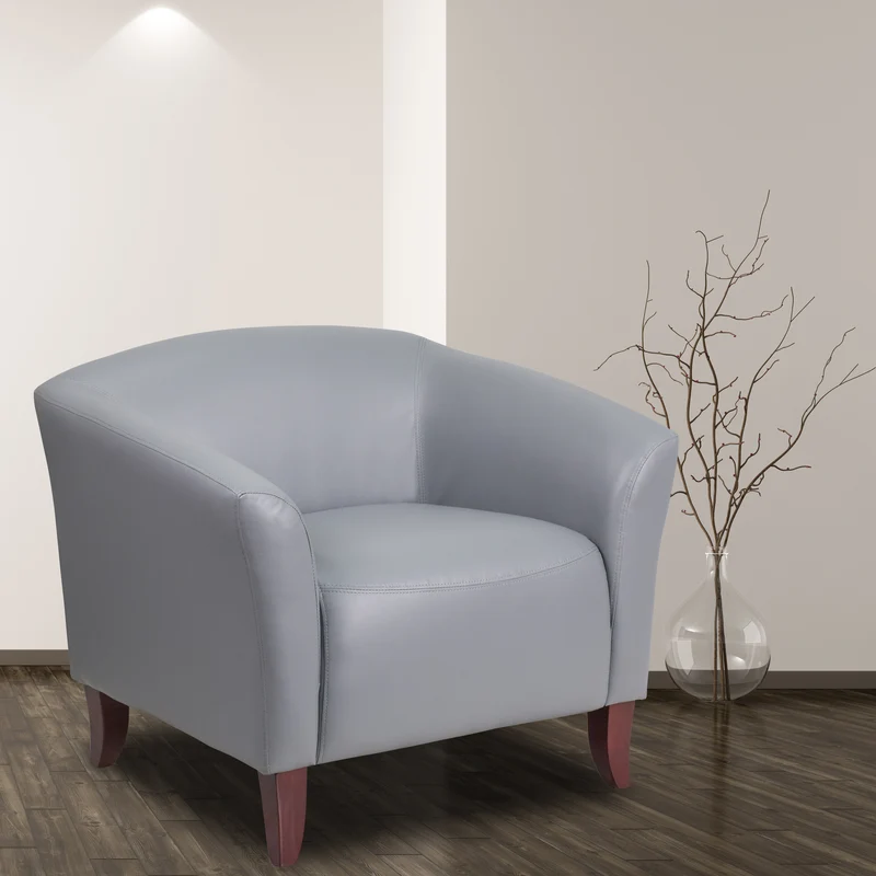 LeatherSoft Living Room/Reception Chair with Cherry Wood Feet