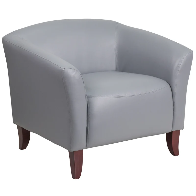 LeatherSoft Living Room/Reception Chair with Cherry Wood Feet