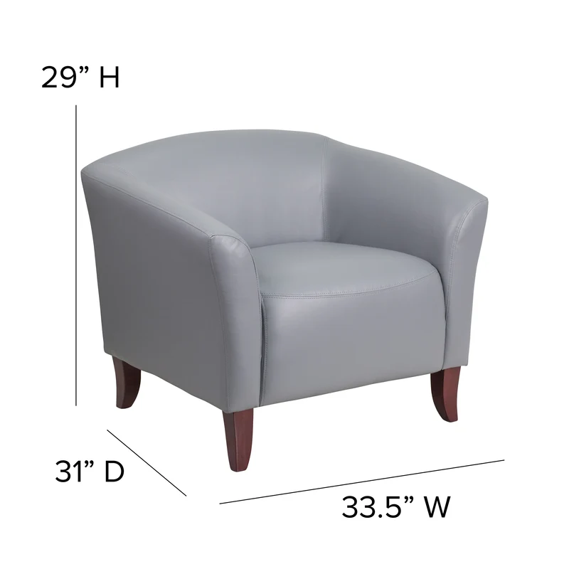 LeatherSoft Living Room/Reception Chair with Cherry Wood Feet