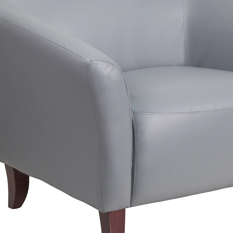 LeatherSoft Living Room/Reception Chair with Cherry Wood Feet
