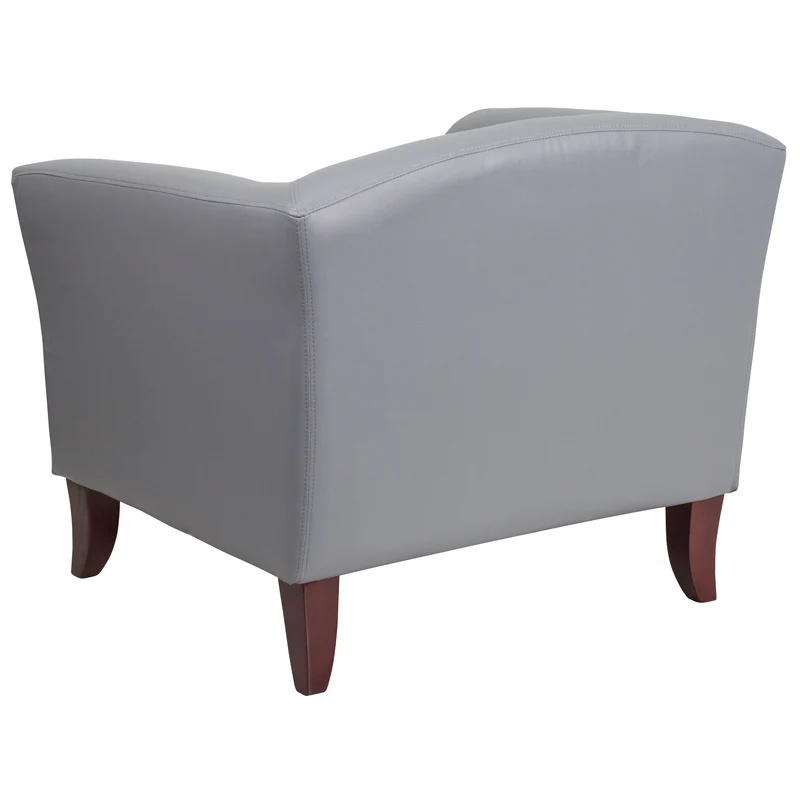 LeatherSoft Living Room/Reception Chair with Cherry Wood Feet