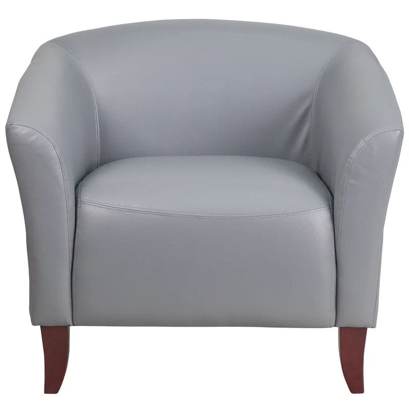 LeatherSoft Living Room/Reception Chair with Cherry Wood Feet