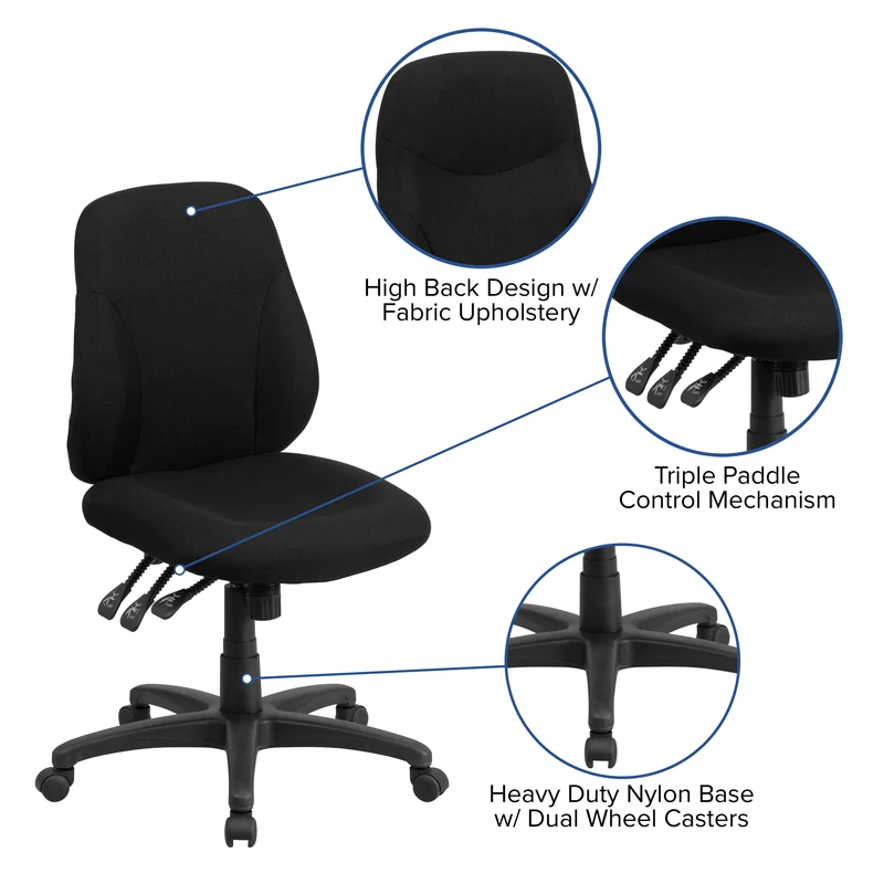 Mid-Back Fabric Multifunction Swivel Ergonomic Task Office Chair with 1.75" Back Adjustment