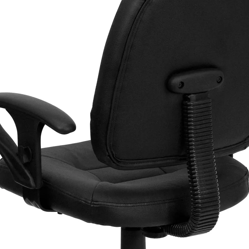 Mid-Back Leather Swivel Ergonomic Task Office Chair with Adjustable Arms