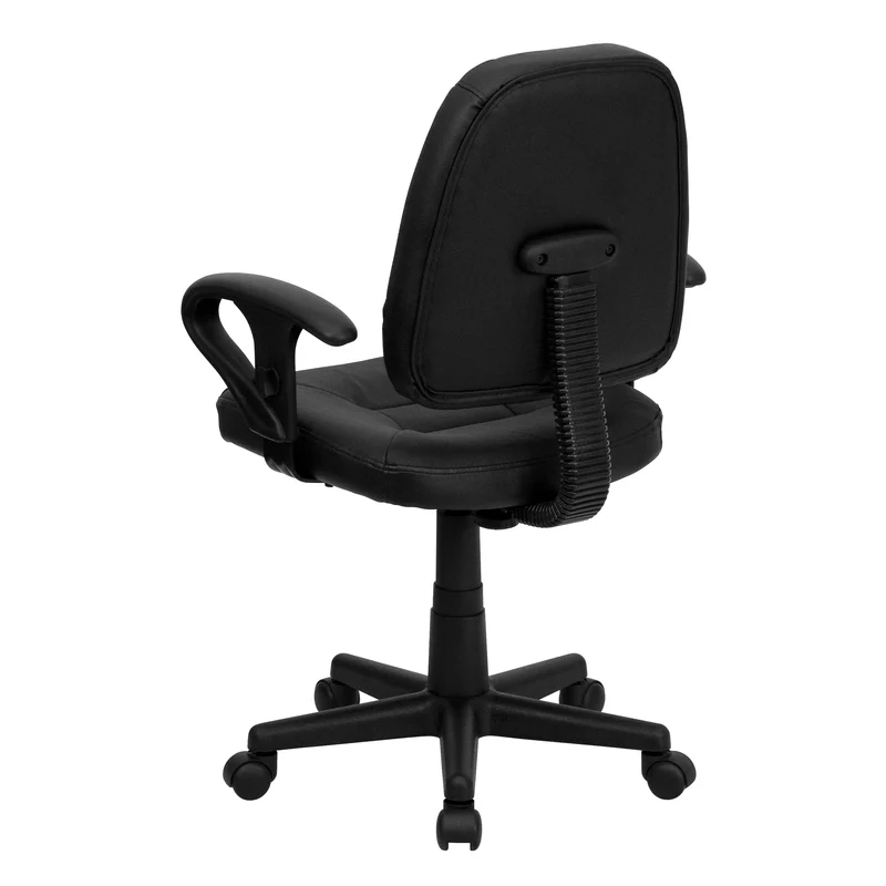 Mid-Back Leather Swivel Ergonomic Task Office Chair with Adjustable Arms