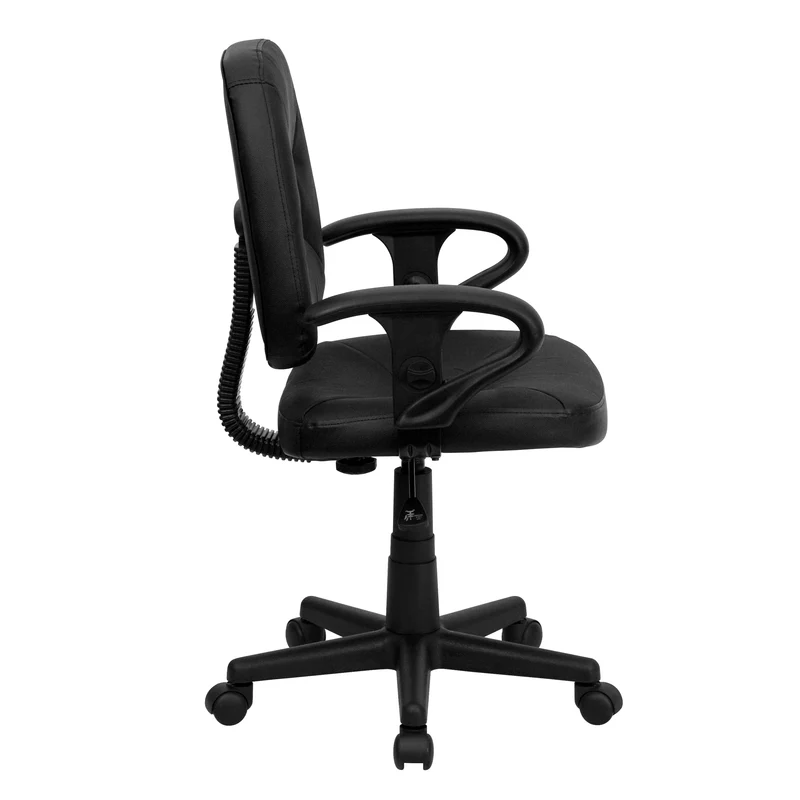 Mid-Back Leather Swivel Ergonomic Task Office Chair with Adjustable Arms