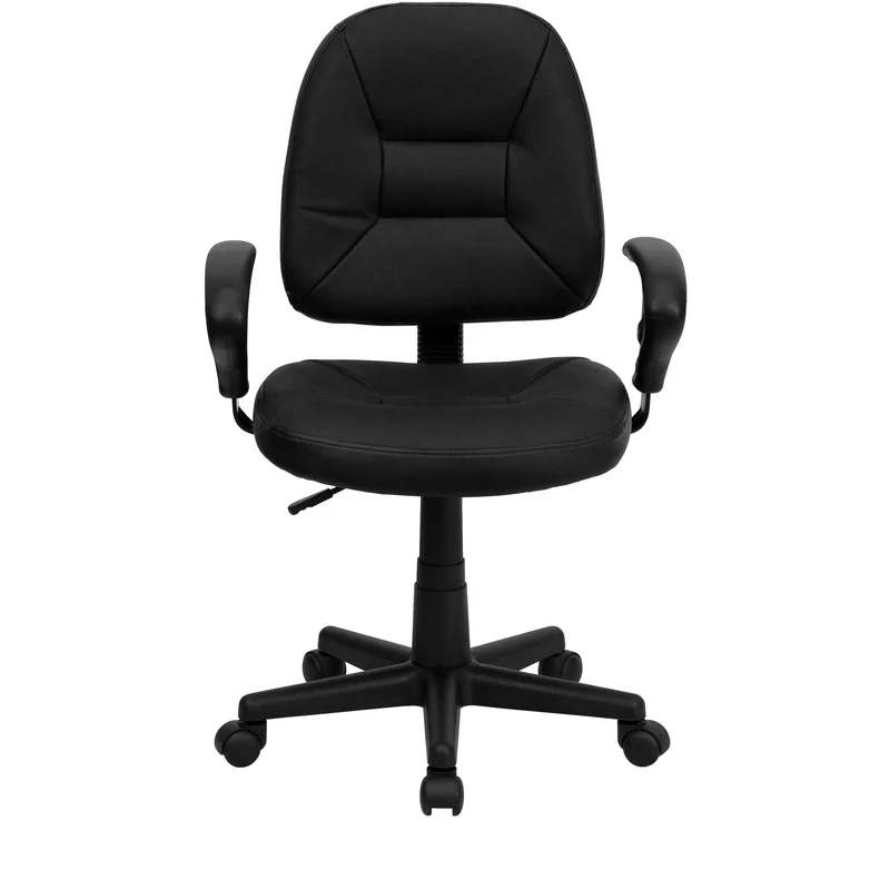 Mid-Back Leather Swivel Ergonomic Task Office Chair with Adjustable Arms