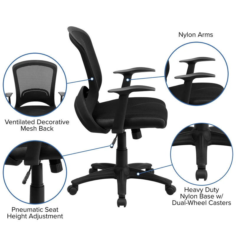 Mid-Back Designer Mesh Swivel Task Office Chair with Arms