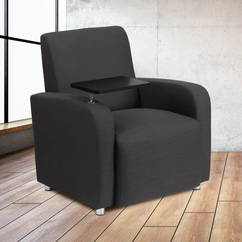 Fabric Guest Chair with Tablet Arm and Chrome Legs