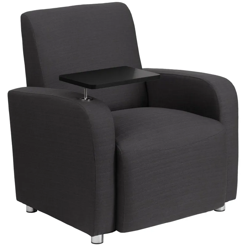 Fabric Guest Chair with Tablet Arm and Chrome Legs