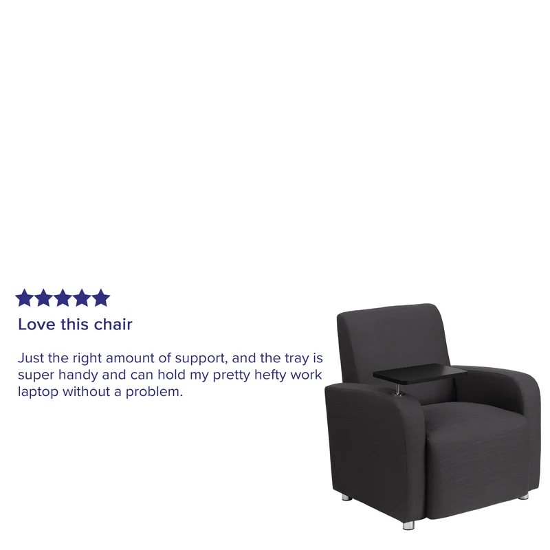 Fabric Guest Chair with Tablet Arm and Chrome Legs