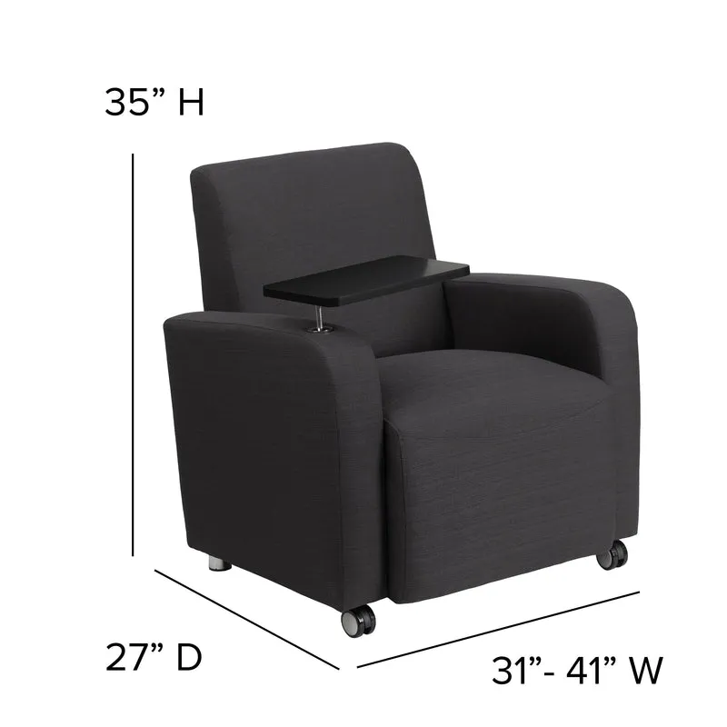 Fabric Guest Chair with Tablet Arm and Chrome Legs