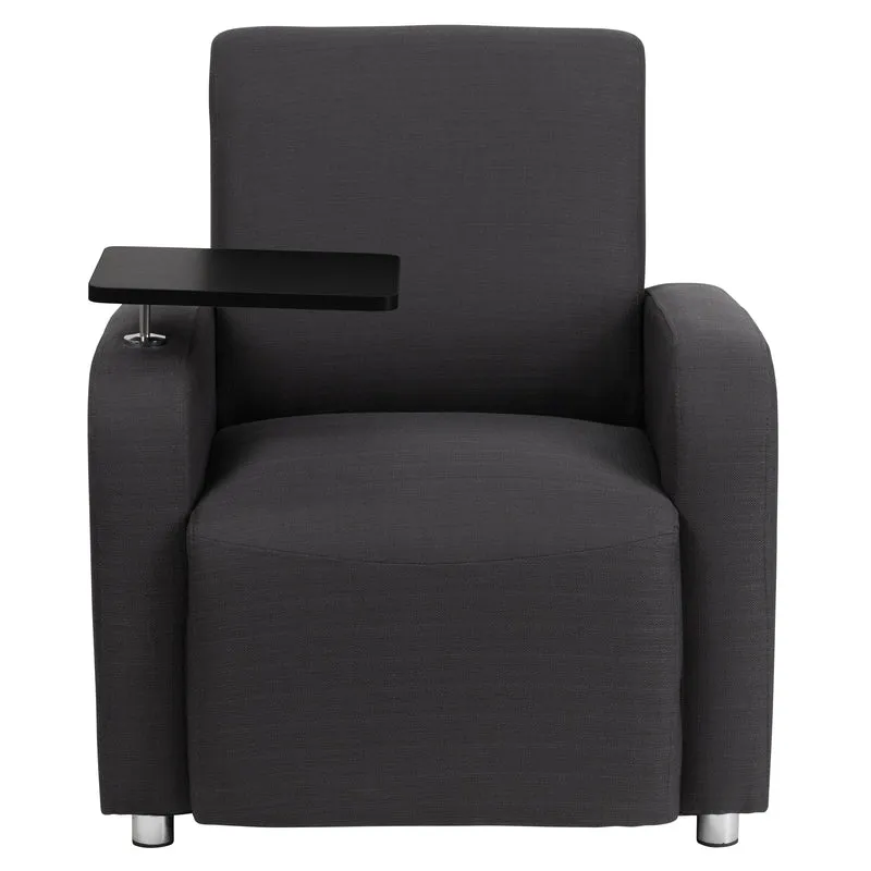 Fabric Guest Chair with Tablet Arm and Chrome Legs