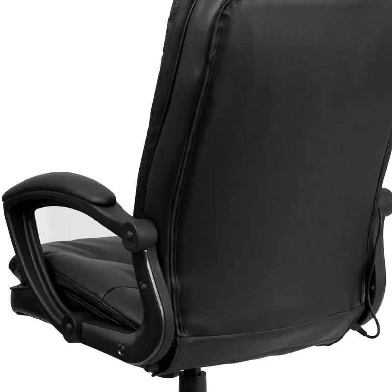 High Back Ergonomic Massaging Leather Executive Swivel Office Chair with Remote Pocket and Arms
