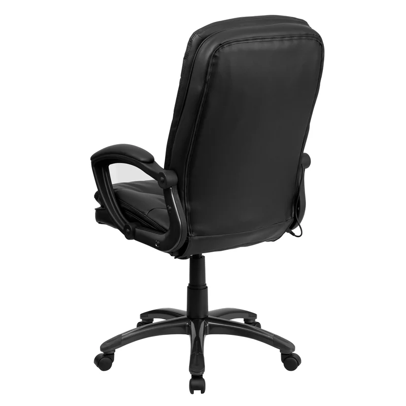 High Back Ergonomic Massaging Leather Executive Swivel Office Chair with Remote Pocket and Arms
