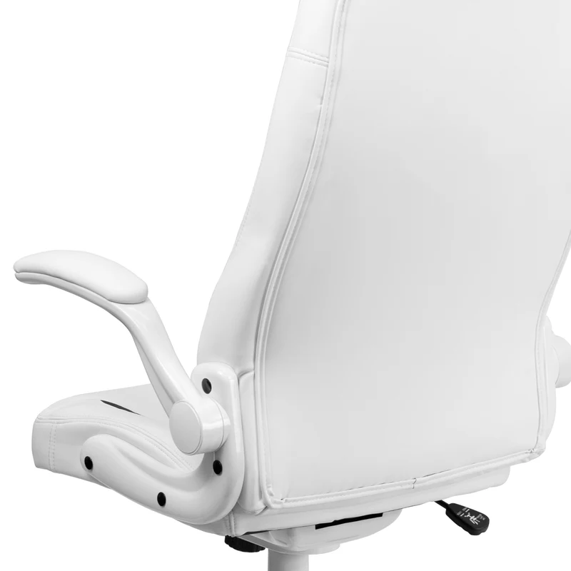 High Back Leather Executive Swivel Ergonomic Office Chair with Flip-Up Arms