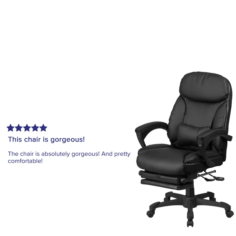 High Back Leather Executive Reclining Swivel Office Chair with Comfort Coil Seat Springs and Arms