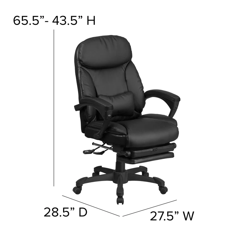 High Back Leather Executive Reclining Swivel Office Chair with Comfort Coil Seat Springs and Arms