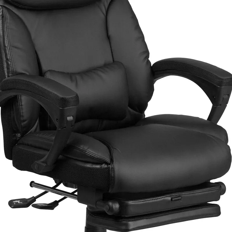 High Back Leather Executive Reclining Swivel Office Chair with Comfort Coil Seat Springs and Arms