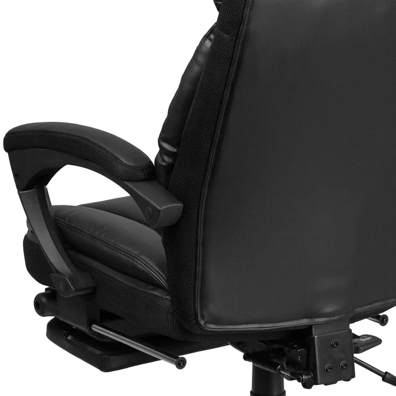 High Back Leather Executive Reclining Swivel Office Chair with Comfort Coil Seat Springs and Arms