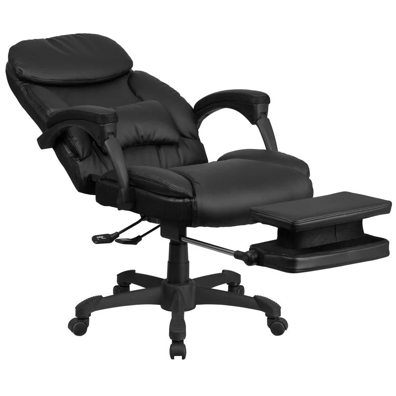 High Back Leather Executive Reclining Swivel Office Chair with Comfort Coil Seat Springs and Arms