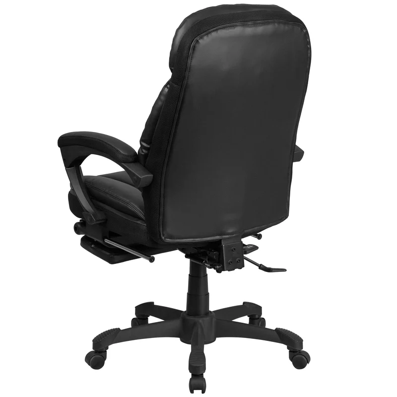 High Back Leather Executive Reclining Swivel Office Chair with Comfort Coil Seat Springs and Arms