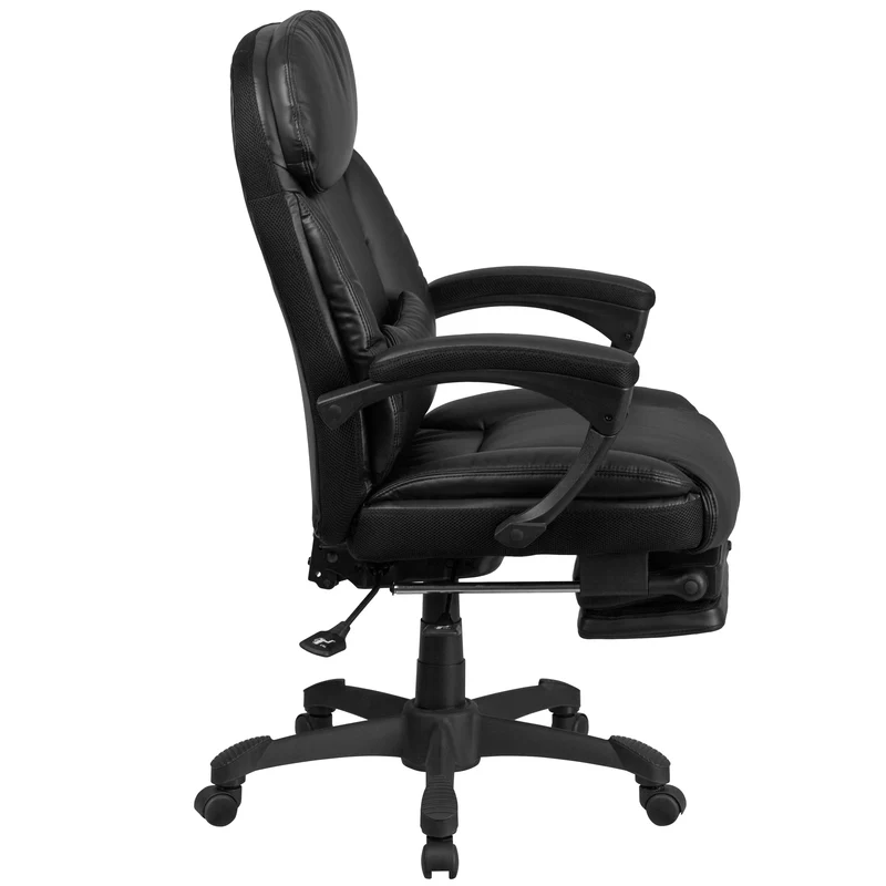 High Back Leather Executive Reclining Swivel Office Chair with Comfort Coil Seat Springs and Arms
