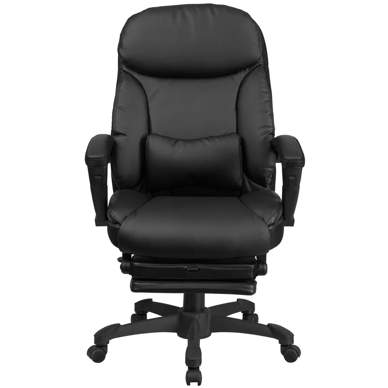 High Back Leather Executive Reclining Swivel Office Chair with Comfort Coil Seat Springs and Arms