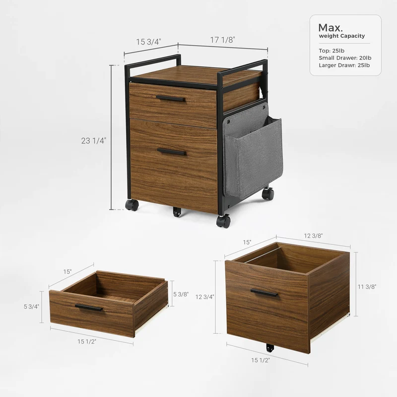 23" Rolling File Cabinet with Drawer