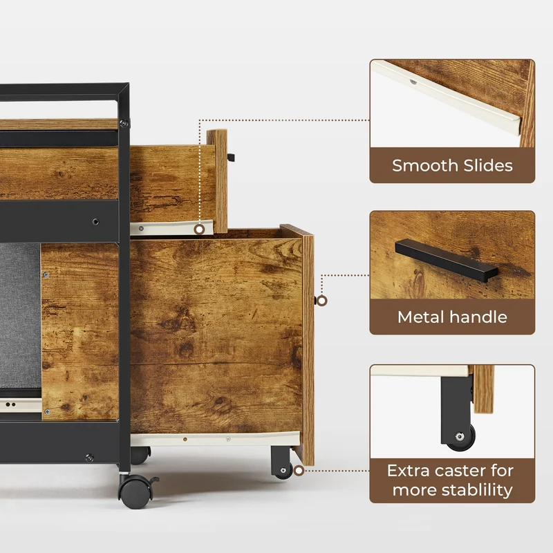 23" Rolling File Cabinet with Drawer
