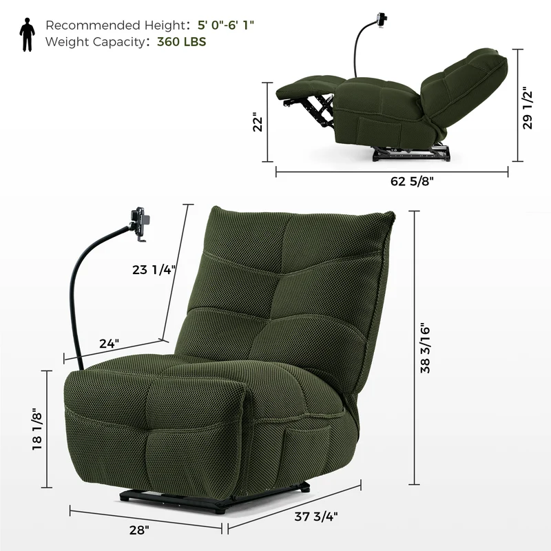 Linx, Recliner with Wireless Charging & USB