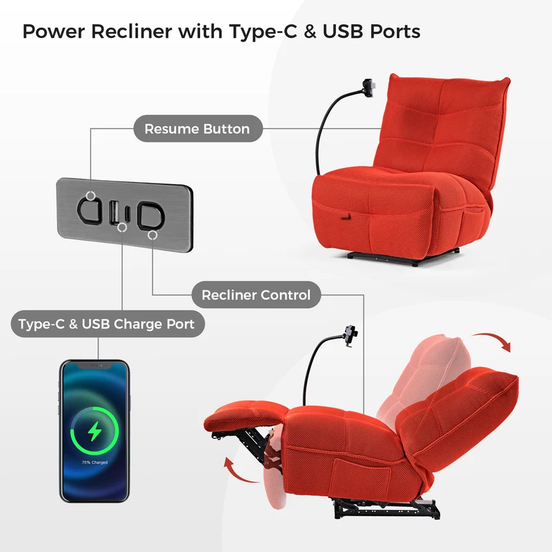 Linx, Recliner with Wireless Charging & USB