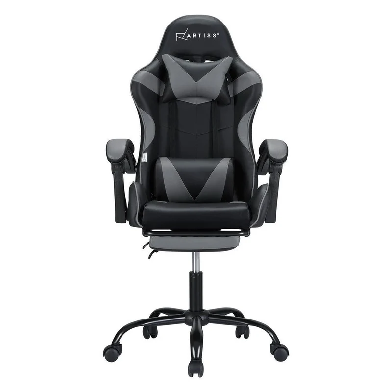 Artiss Two Point Massage Gaming Office Chair Footrest Grey
