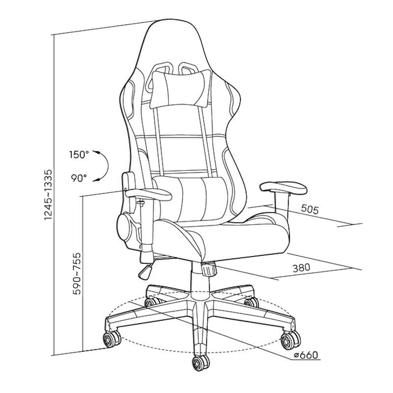 Stealth Ergonomic Gaming or Office Chair, adjustable arm rests, Black by Tauris