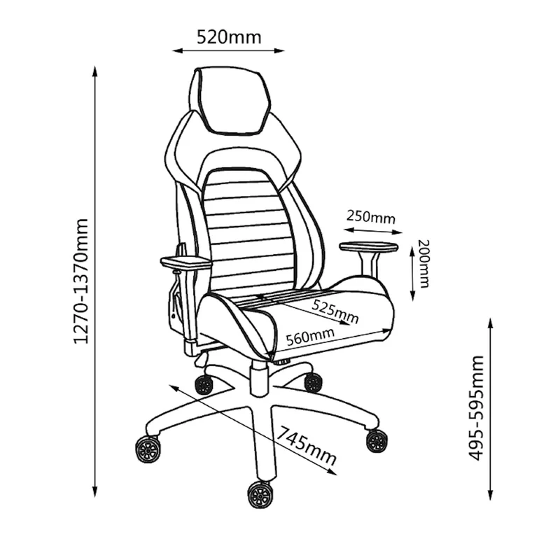 Hyper Ergonomic Gaming or Office Chair, adjustable arm rests, Black Orange by Tauris