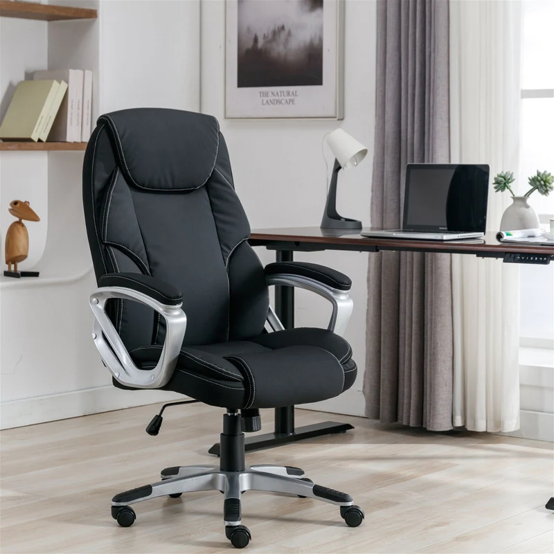Legacy Ergonomic Office Chair, padded fixed arm rests, Black by Tauris