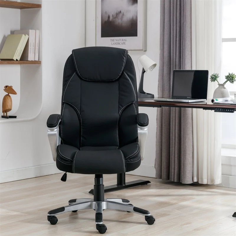 Legacy Ergonomic Office Chair, padded fixed arm rests, Black by Tauris