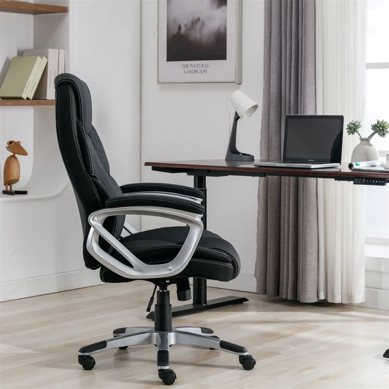 Legacy Ergonomic Office Chair, padded fixed arm rests, Black by Tauris