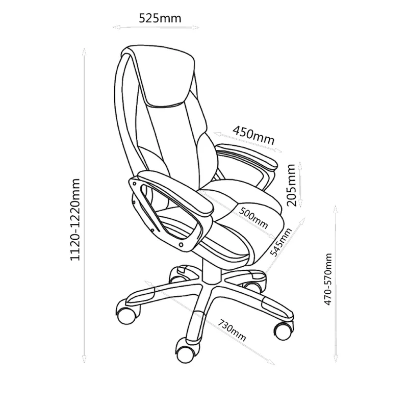 Legacy Ergonomic Office Chair, padded fixed arm rests, Black by Tauris