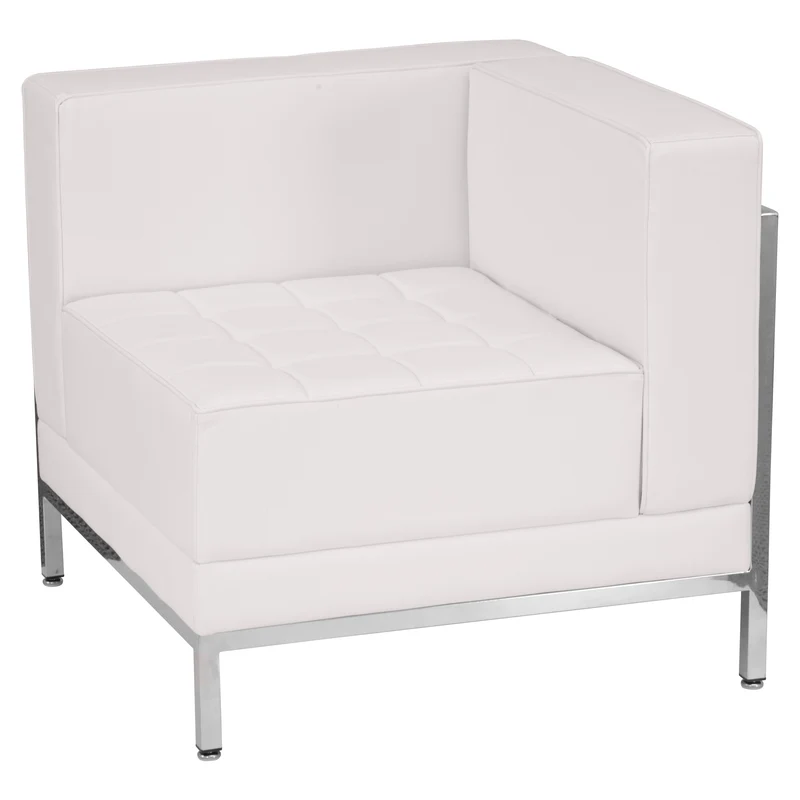 LeatherSoftSoft Modular Right Corner Quilted Tufted Seat Framed Chair