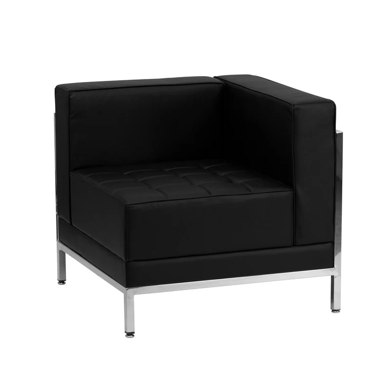 LeatherSoftSoft Modular Right Corner Quilted Tufted Seat Framed Chair