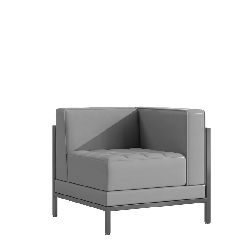 LeatherSoftSoft Modular Right Corner Quilted Tufted Seat Framed Chair