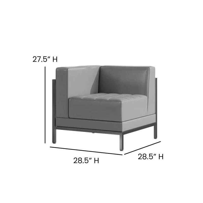 LeatherSoftSoft Modular Right Corner Quilted Tufted Seat Framed Chair