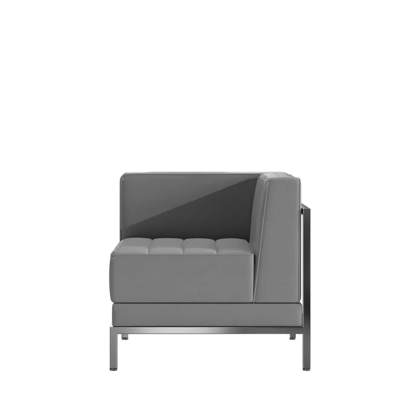 LeatherSoftSoft Modular Right Corner Quilted Tufted Seat Framed Chair