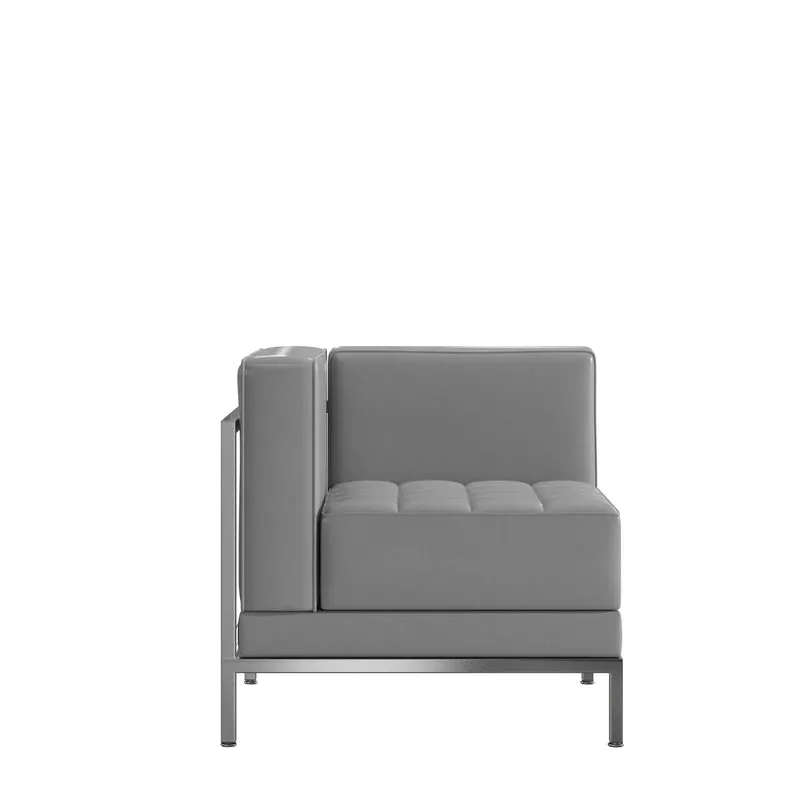 LeatherSoftSoft Modular Right Corner Quilted Tufted Seat Framed Chair