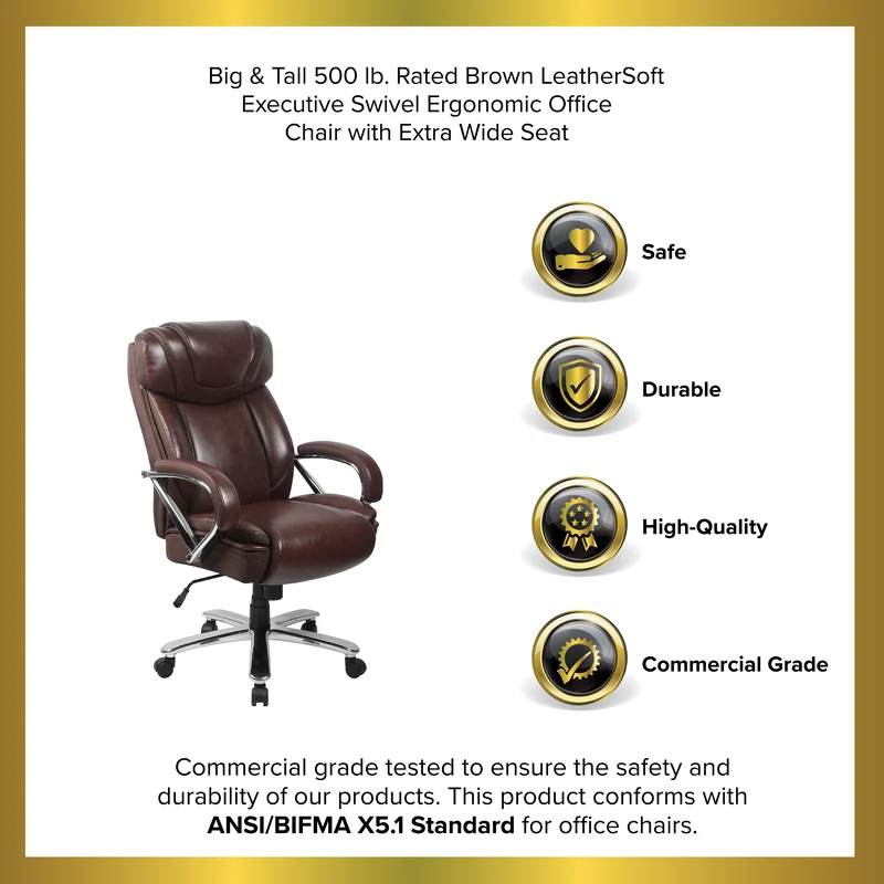 500 lb. Big & Tall LeatherSoft Executive Ergonomic Office Chair with Wide Seat