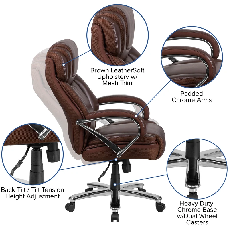 500 lb. Big & Tall LeatherSoft Executive Ergonomic Office Chair with Wide Seat