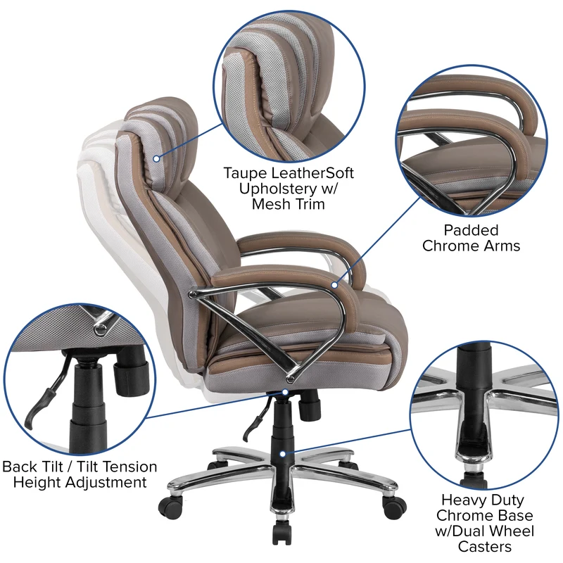 500 lb. Big & Tall LeatherSoft Executive Ergonomic Office Chair with Wide Seat