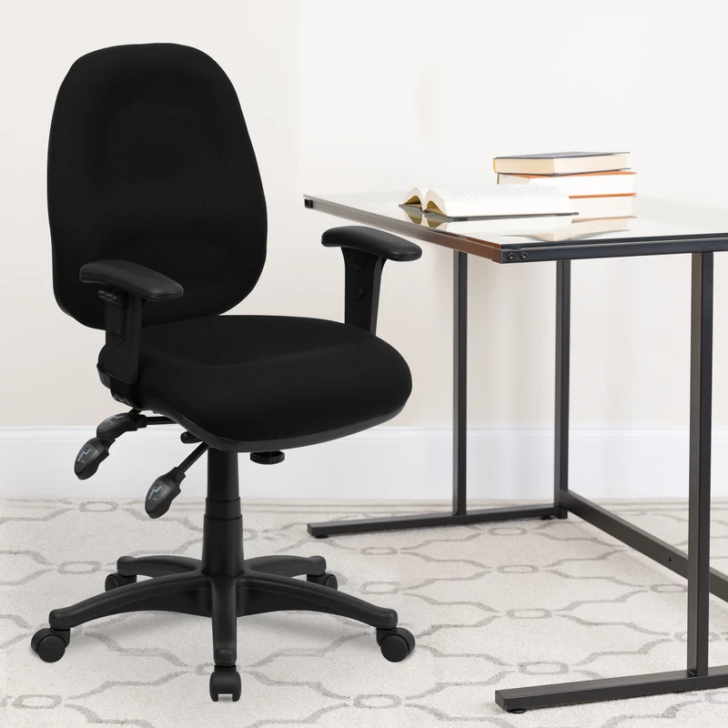 Mid-Back Fabric 3-Paddle Executive Swivel Office Chair & Adjustable Arms