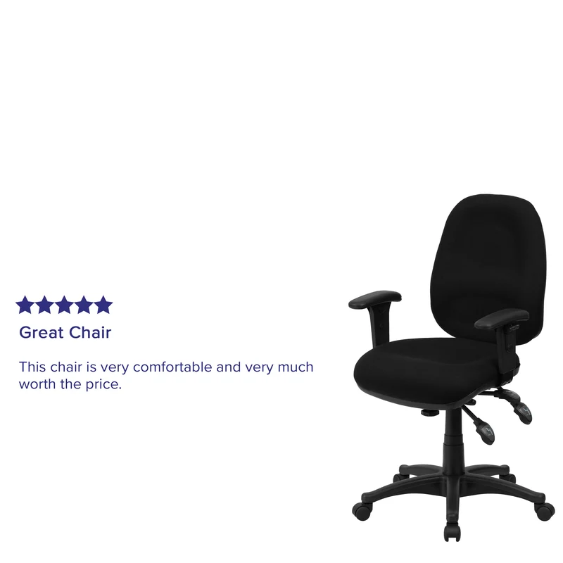 Mid-Back Fabric 3-Paddle Executive Swivel Office Chair & Adjustable Arms